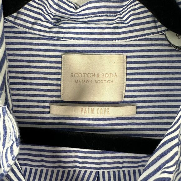 Scotch & Soda Palm Cove Stripe Embroidered Flower Button Shirt Women's Medium - Picture 7 of 9